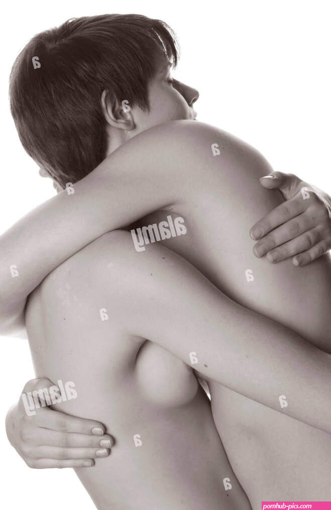 Women couple naked hugging Stock Photo