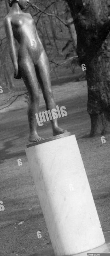 Prague Kinski Garden statue of a naked 14 year old girl Stock Photo