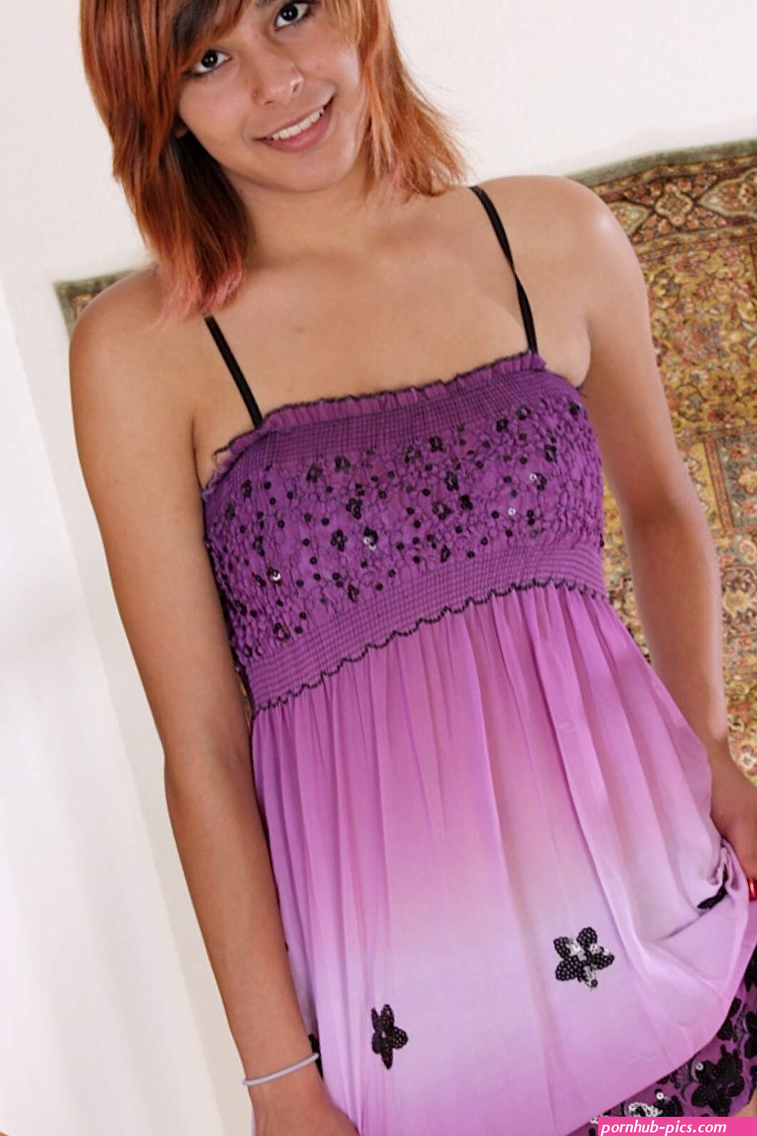 Latina amateur with puffy nipples undressing and exposing her shaved holes