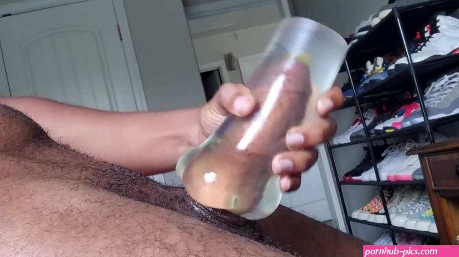 Oiled up Black Teen Fucking Pocket Pussy till Cum
