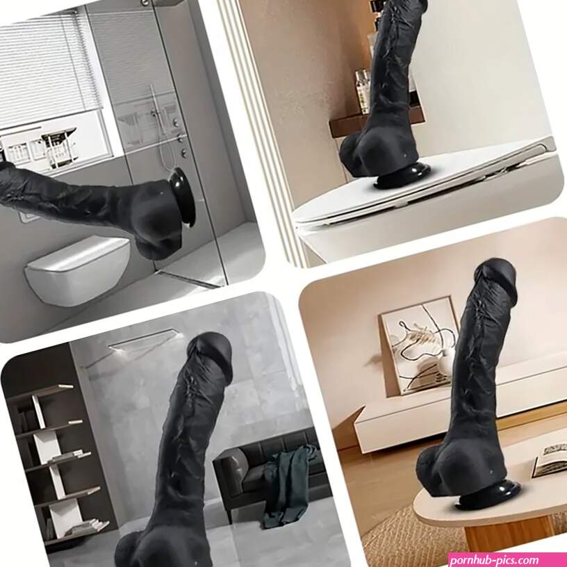 9.4in Realistic Texture Solid Black Silicone Soft Big Dildo For Vagina