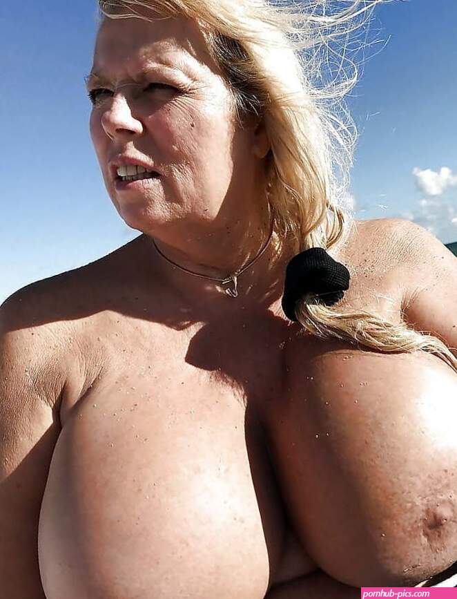 Big Granny Tits On The Beach