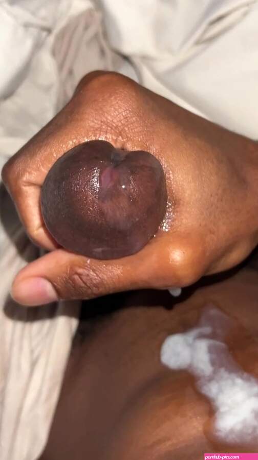 Hot black guy solo masturbation using cum as lube moaning