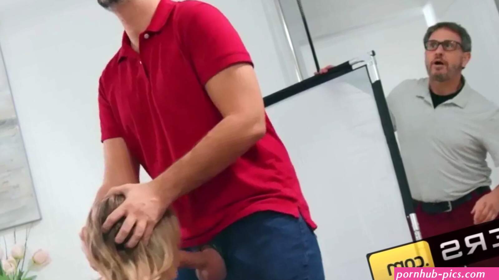 Milf practices a cheating blowjob while her husband has gone to another room