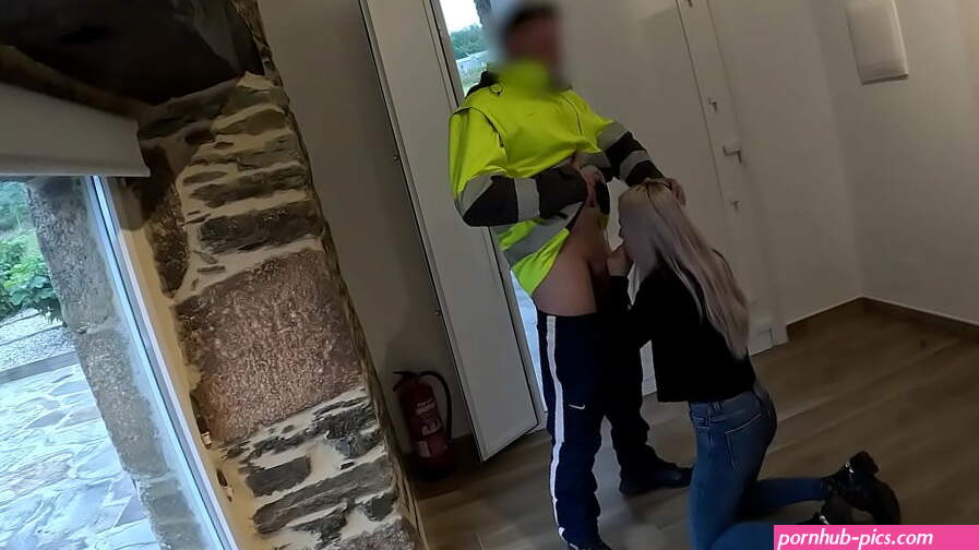 The parcel delivery man comes to bring me a package and I give him a surprise blowjob its the first time theyve done it to him he was very surprised