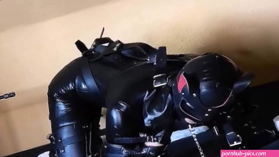 Sissy Kitten bound in bitchsuit and anal fucked with sex machine