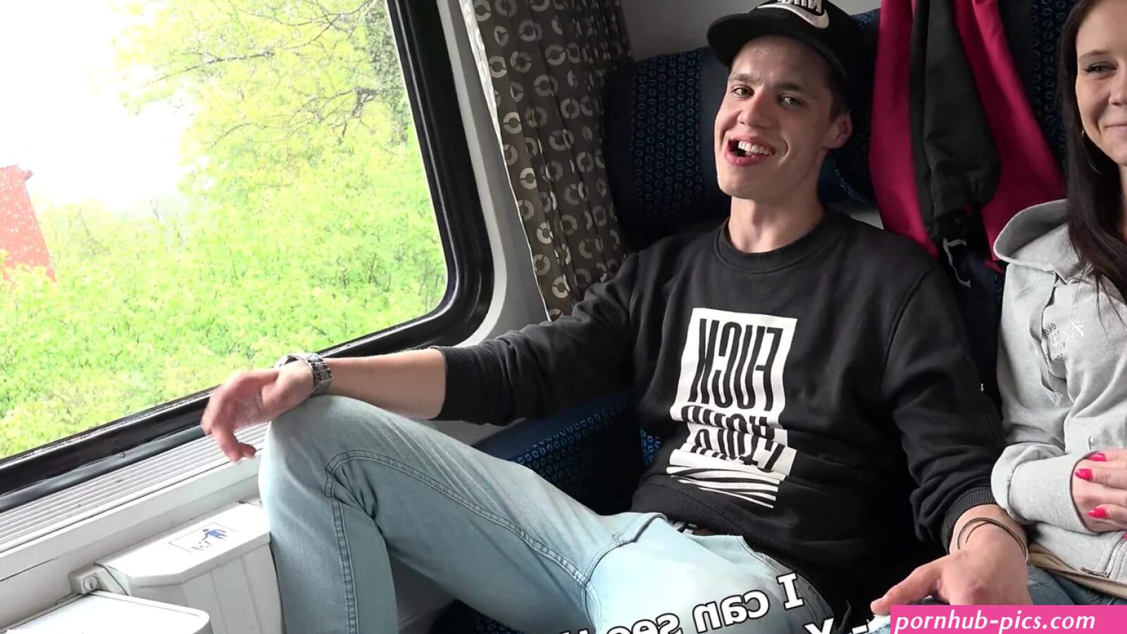 Teenagers fuck on train in 4K