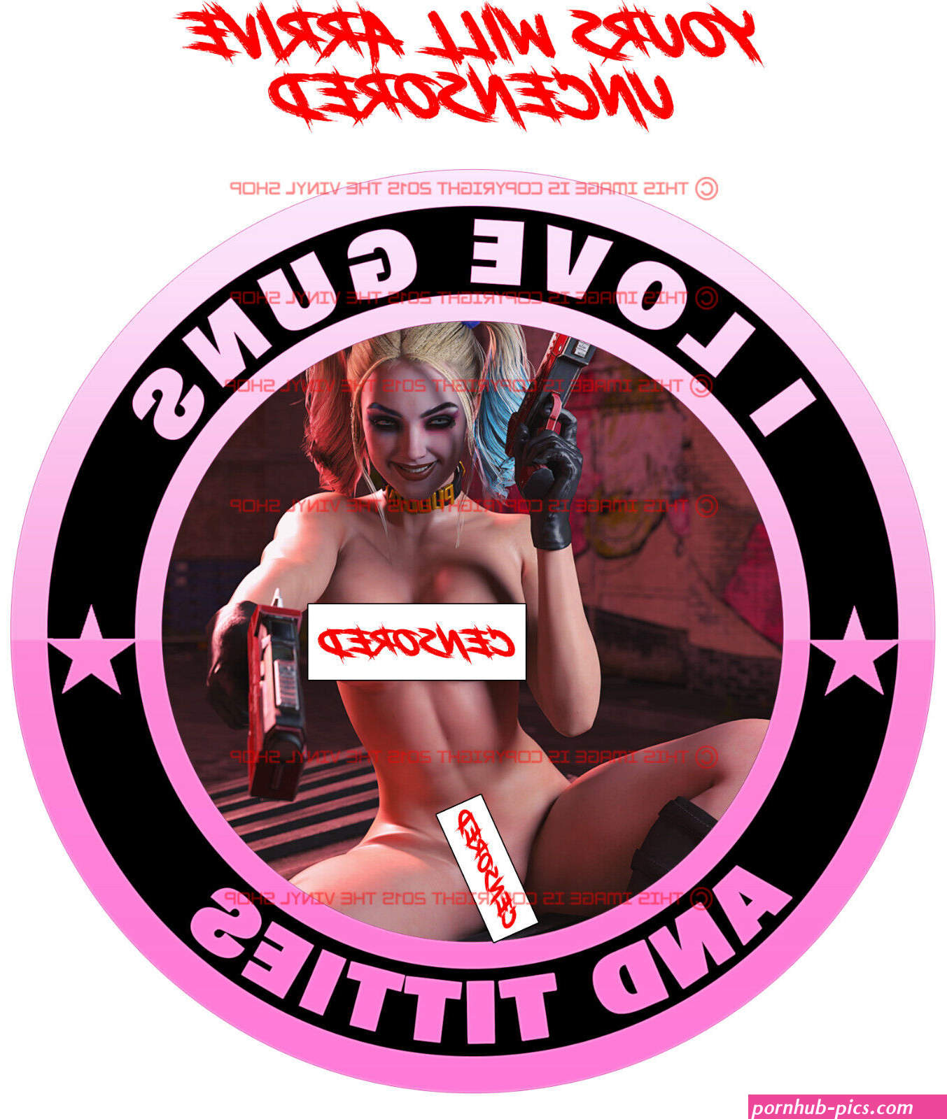 25 I LOVE GUNS & TITTIES Harley Quinn SEXY SUPER HOT Girl Hot rod color decal | eBay