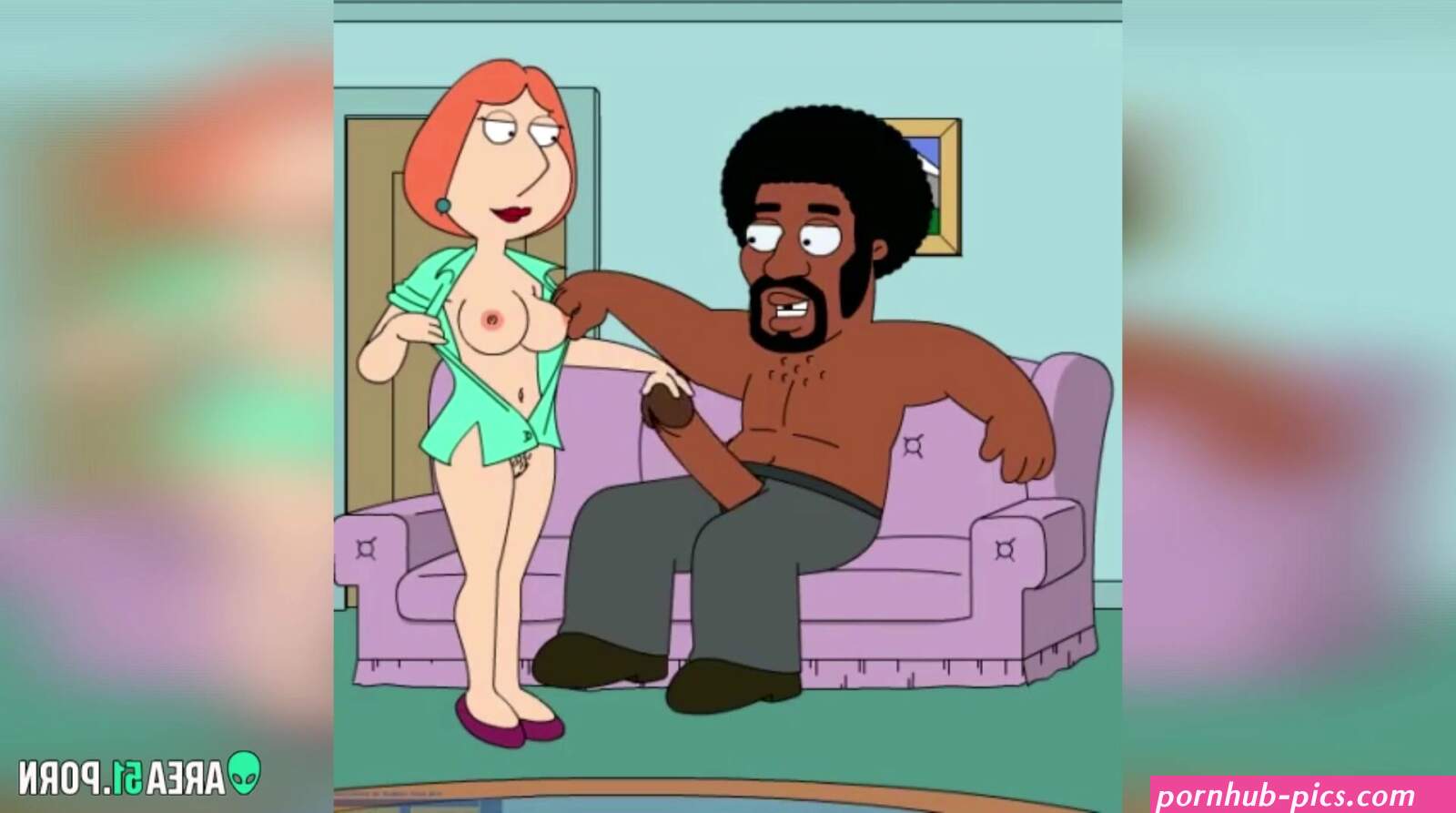 3D cartoon! Cuckold Peter shares Lois Griffin wife with black guy