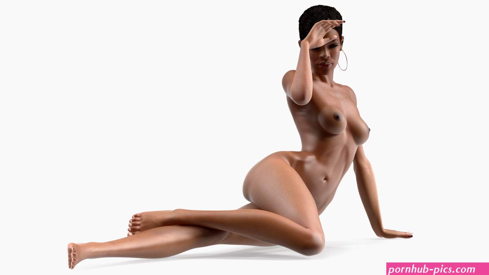 Nude Light Skin Black Woman 3D Model 149
