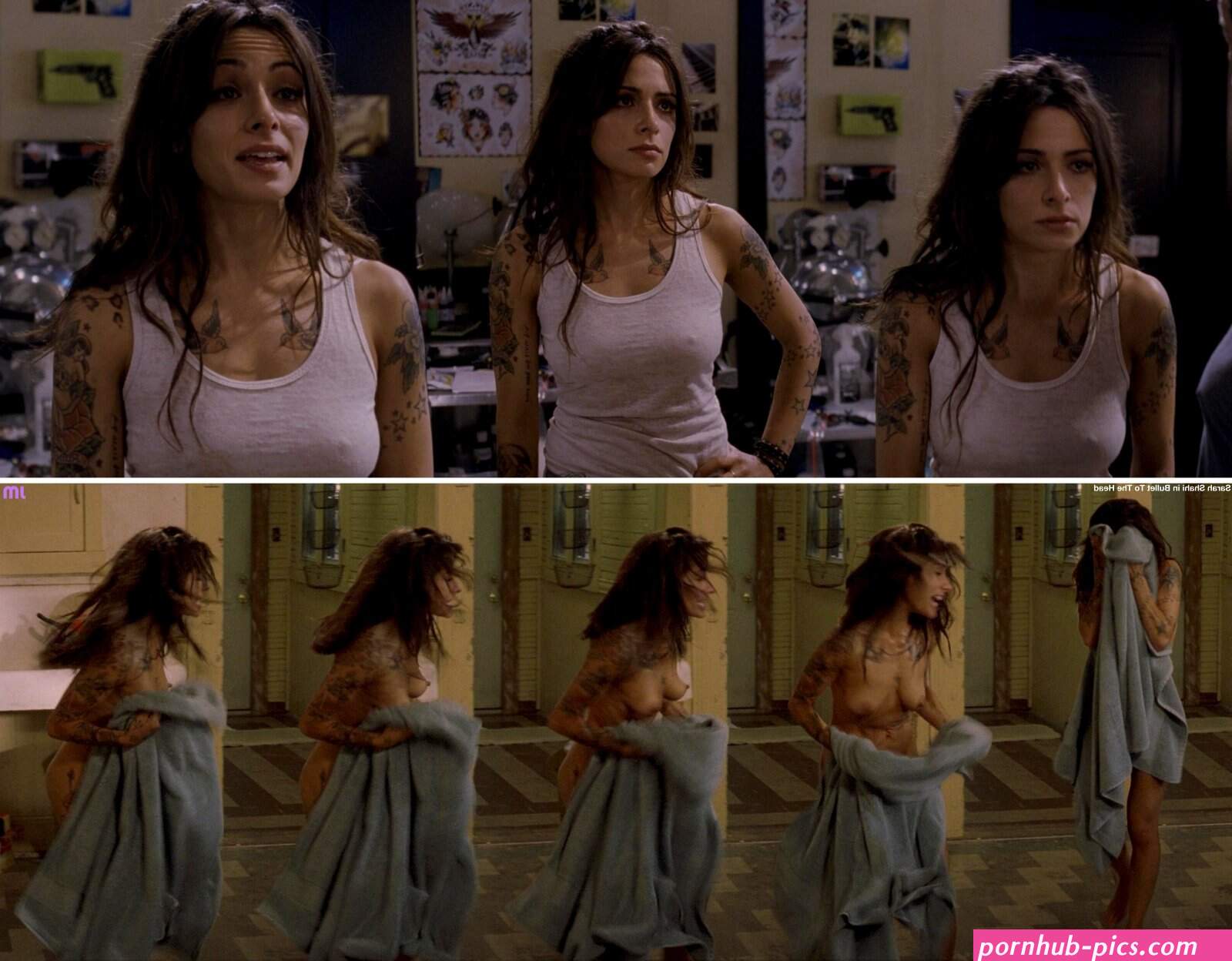 Naked Sarah Shahi in Bullet to the Head ANCENSORED