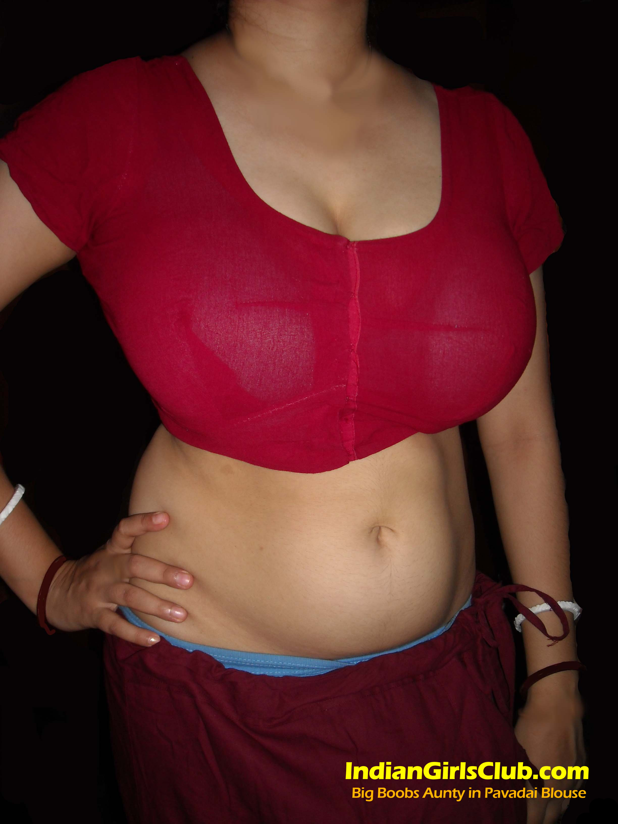 Big Boobs Aunty in Pavadai Blouse