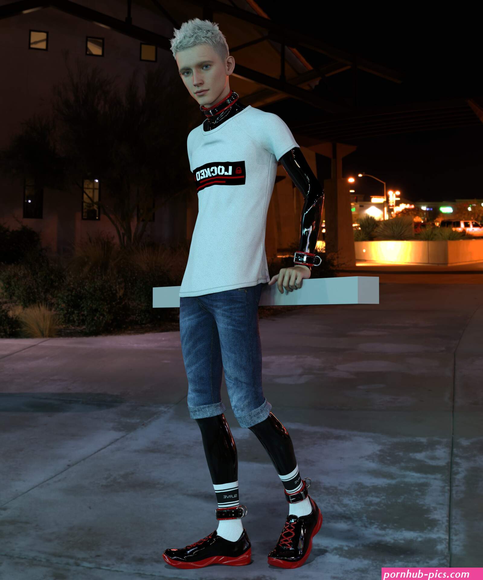 Digital Bondage on X: Was fooling with kinky fashion... Who would wear in public? Did I mention that I find Milo super cute? 3dart gay bdsm latex cuffs