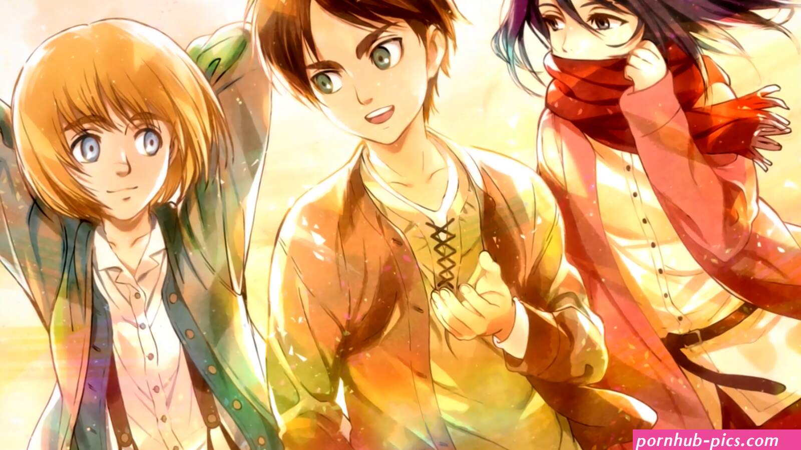 Scarf Attack on Titan Armin Arlert Boy Eren Yeager Blue Eyes Mikasa Ackerm