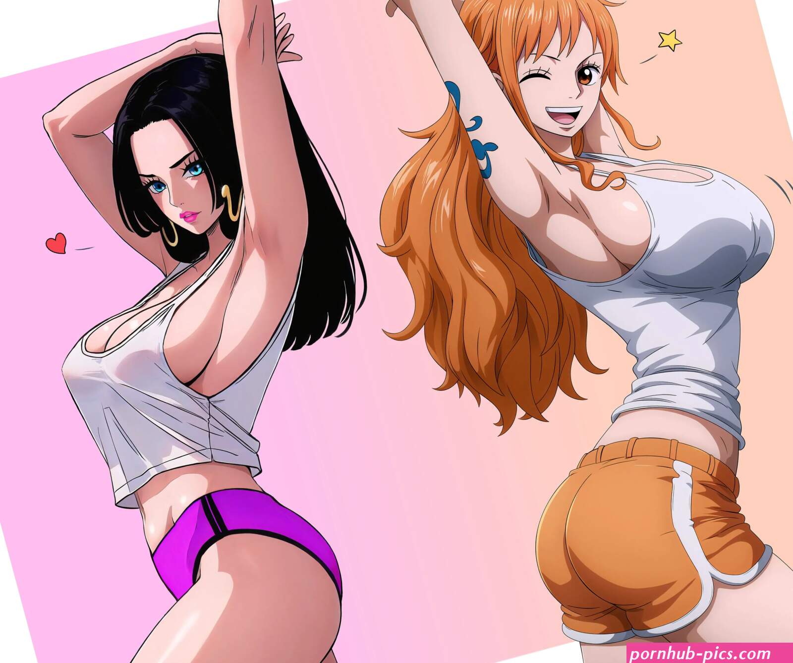 Nami and Boa Hancock in light clothing