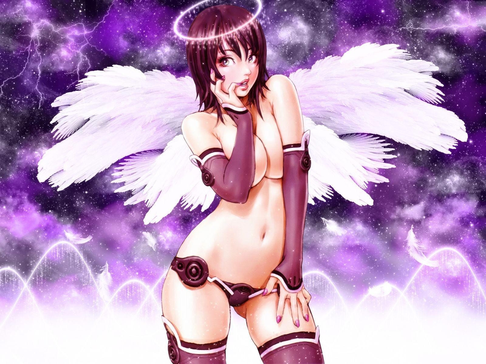 Wallpaper : illustration anime girls wings angel big boobs Shunya Yamashita computer wallpaper fictional character woman warrior 1600x1200
