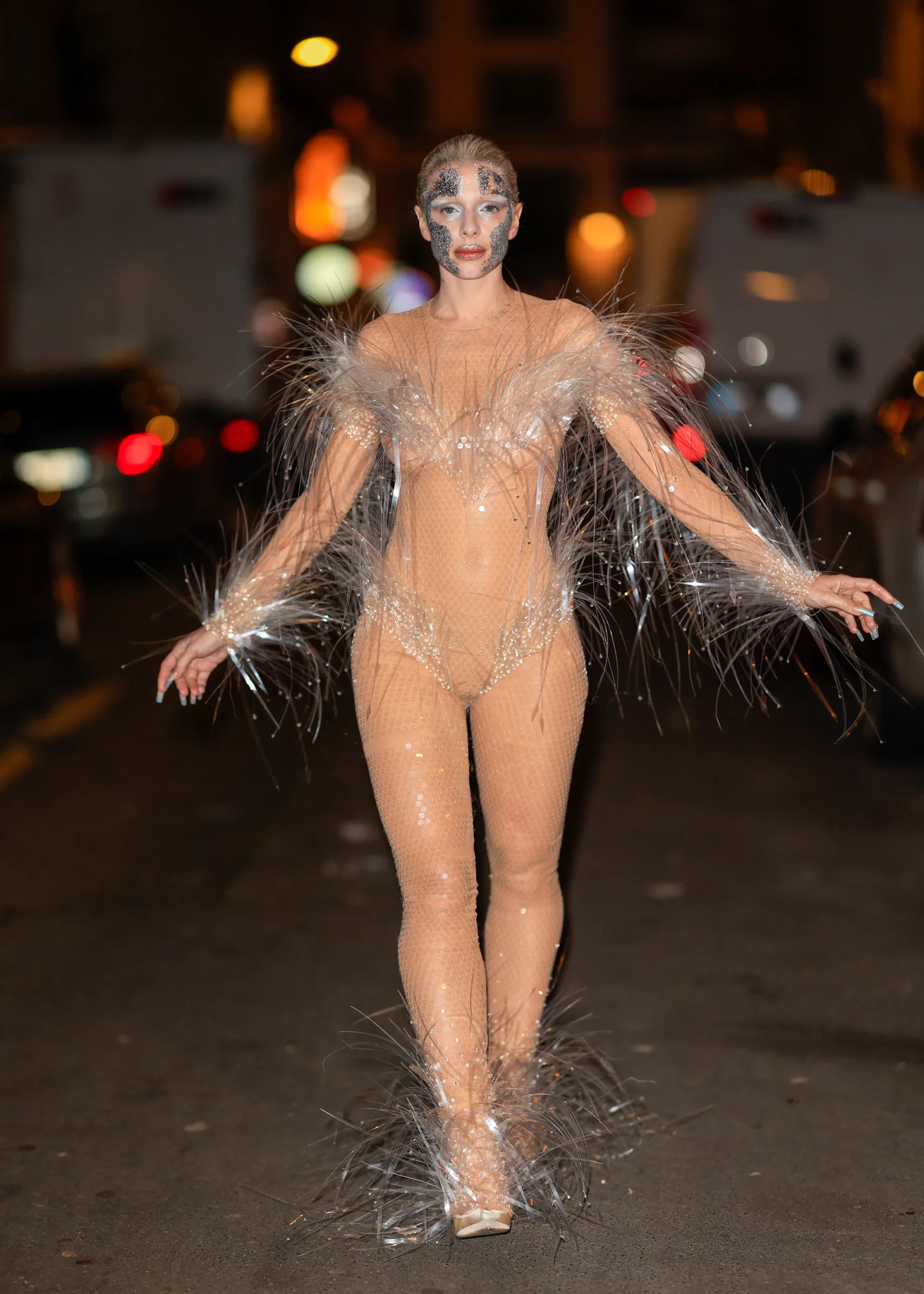 Julia Fox Gives Naked Dressing The Sci-Fi Showgirl Treatment In Paris