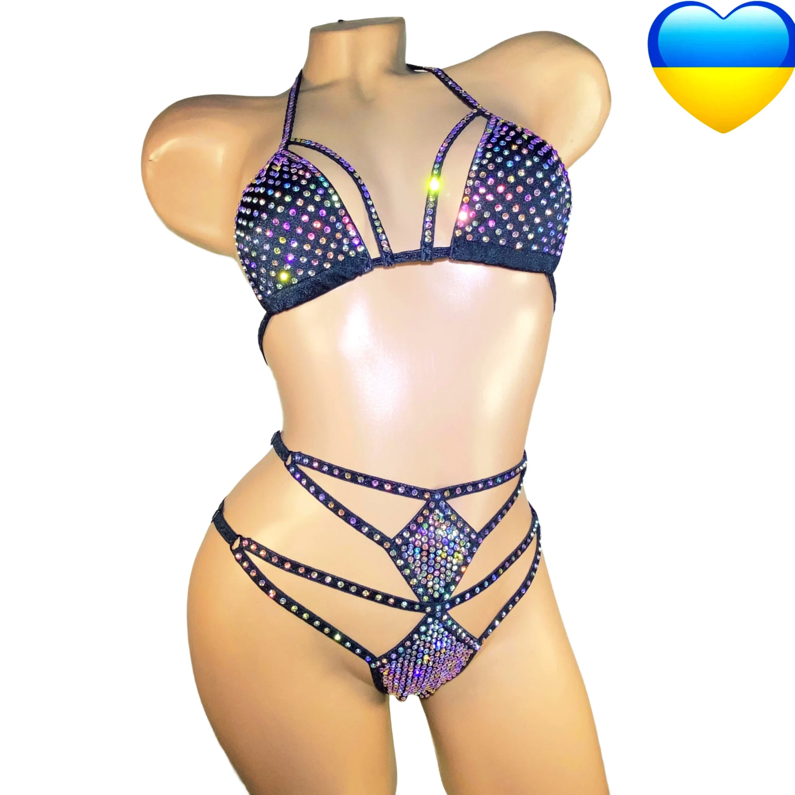 Sexy bikini string badpak Stripper outfits strass badmode exotische danskleding burlesque bikini micro extreme danser outfits erotische bikini