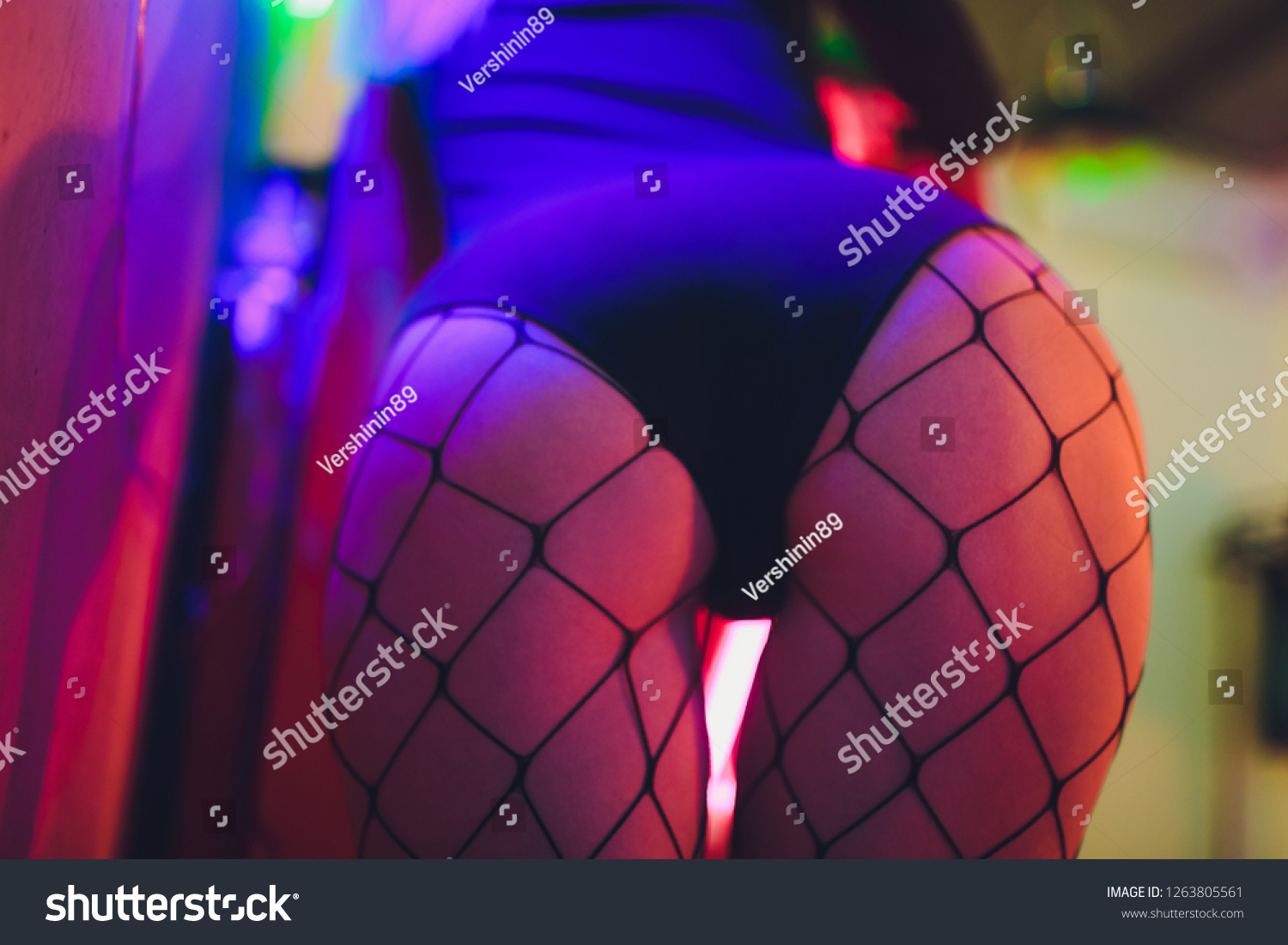 Sexy Big Ass Girl Under Neon Stock Photo 1263805561