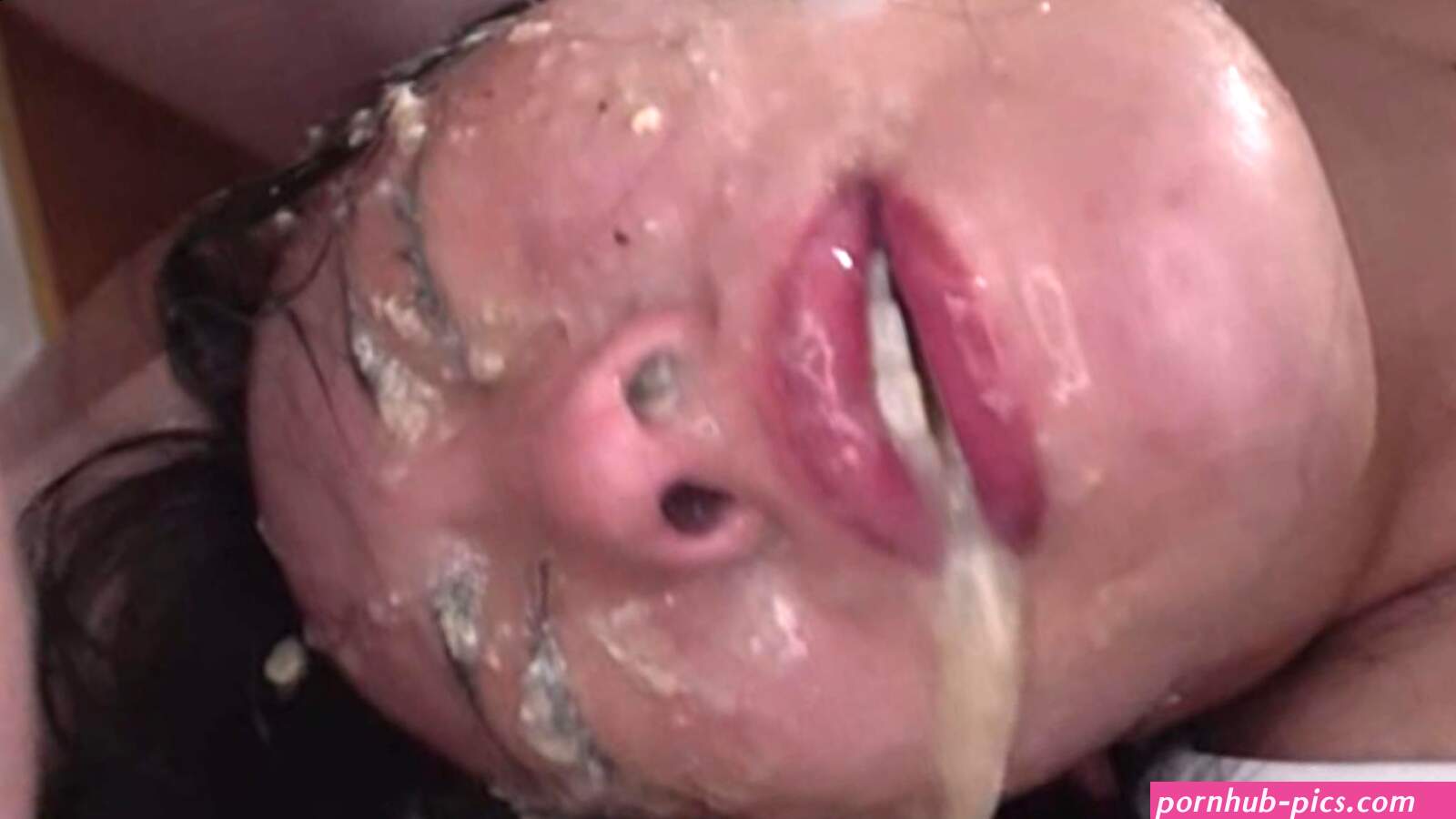 She receives a brutal face fuck from a bunch of guys