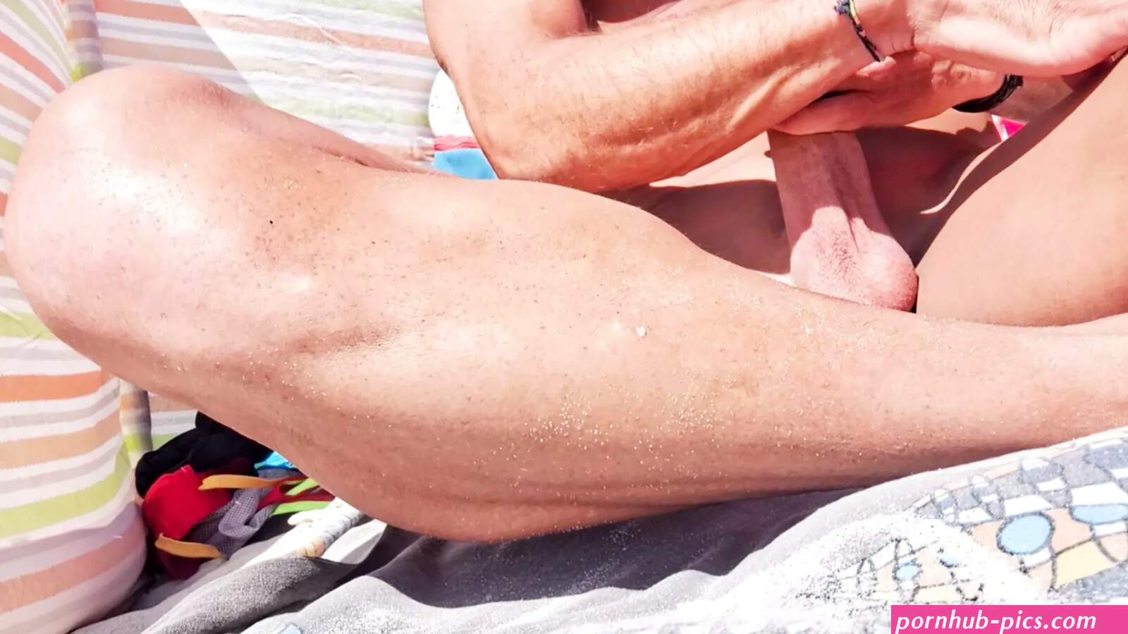 Fitness Guy Shows off His Massive Hard Cock in Public Beach Masturbation Session: Gay Porn